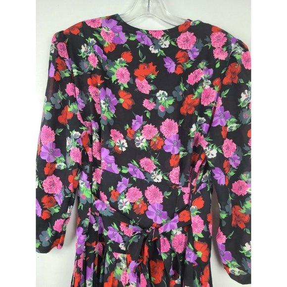 Vintage Andrea Gayle Black Maxi Dress Sz L Floral - Picture 4 of 8